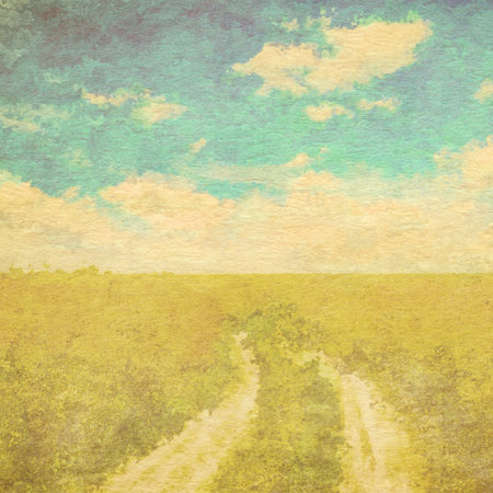 retro watercolor background, in the fieldsの写真素材