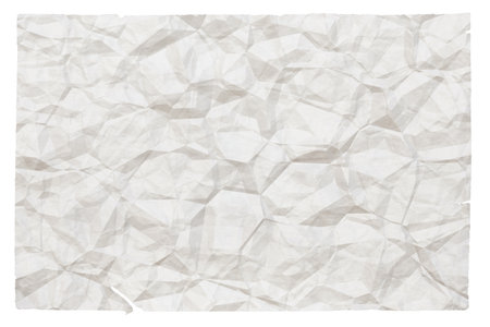 old blank crumpled paper with copyspace isolated on white backgroundの写真素材