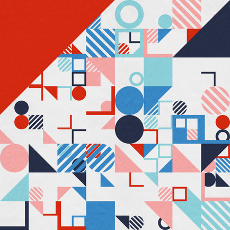 abstract geometric figures, bauhaus background on paper textureの写真素材