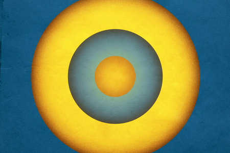 abstract vintage background with circles on old retro paper textureの写真素材