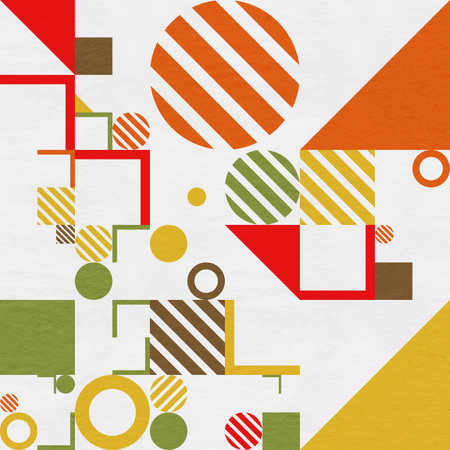 abstract geometric figures, bauhaus background on paper textureの写真素材