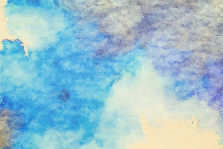 abstract blue watercolor paintings, paper texture backgroundの写真素材