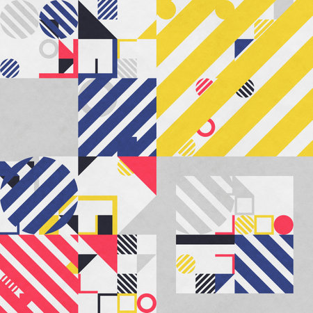 abstract geometric figures, bauhaus background on paper textureの写真素材