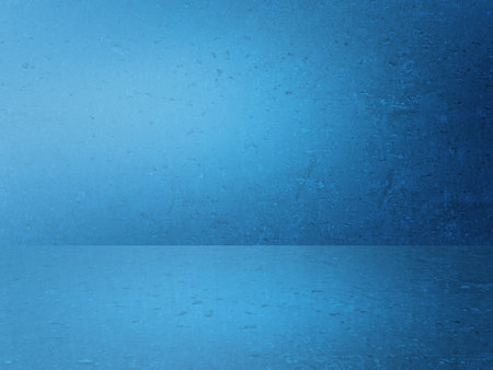 blue plaster wall, old grunge room, interior backgroundの写真素材