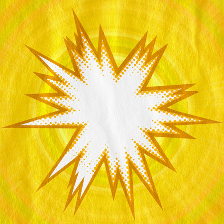 yellow retro comics background on old paper textureの写真素材
