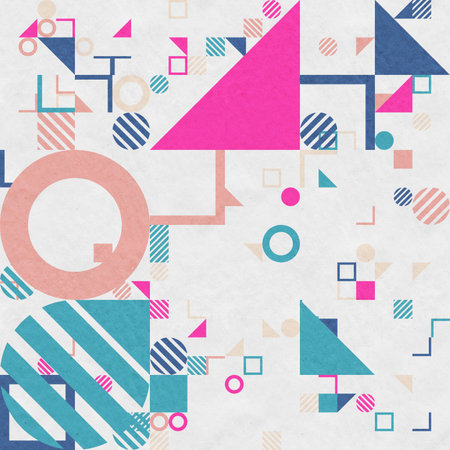 abstract geometric figures, bauhaus background on paper textureの写真素材