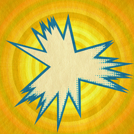 yellow retro comics background on old paper textureの写真素材