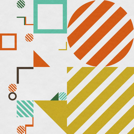 abstract geometric figures, bauhaus background on paper textureの写真素材