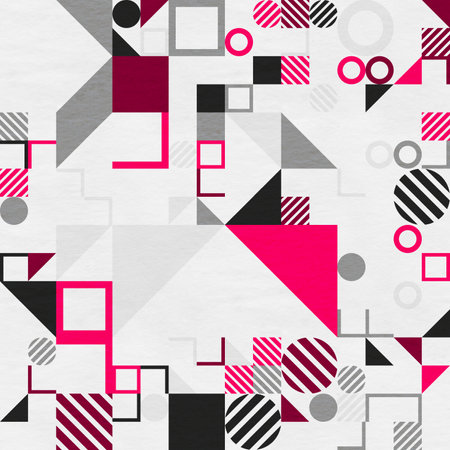 abstract geometric figures, bauhaus background on paper textureの写真素材