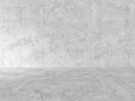 empty room with concrete wall, white backgroundの写真素材
