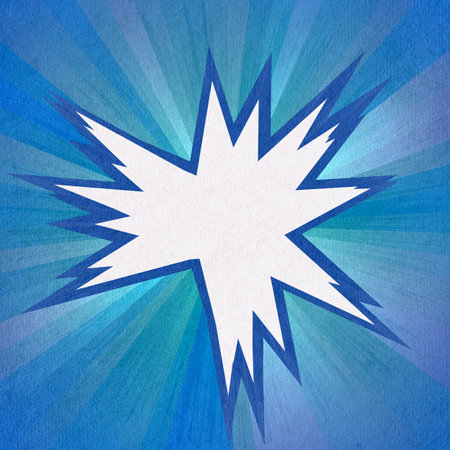 blue retro comics background on old paper textureの写真素材