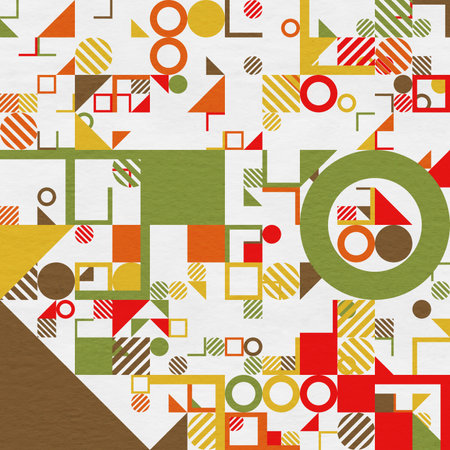 abstract geometric figures, bauhaus background on paper textureの写真素材