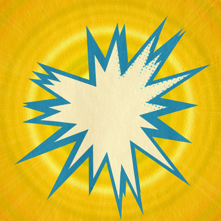 yellow retro comics background on old paper textureの写真素材