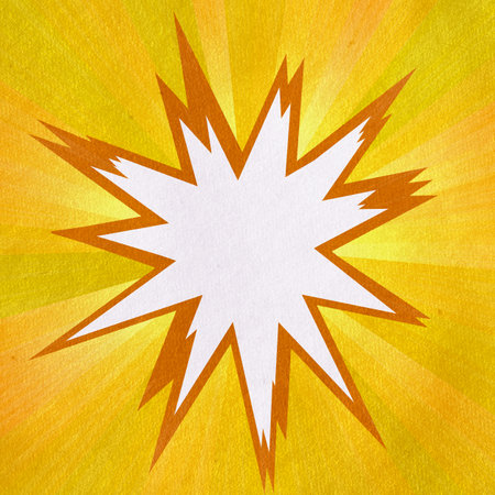 yellow retro comics background on old paper textureの写真素材