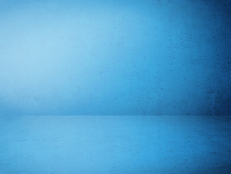 blue plaster wall, old grunge room, interior backgroundの写真素材