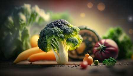 Assorted vegetables healthy food organic concept horizontal background. AI generative images.の素材