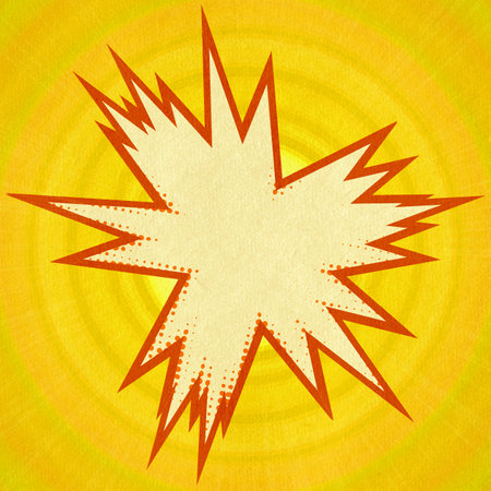 yellow retro comics background on old paper textureの写真素材