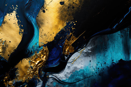 Abstract oil paint splashes on canvas. AI generated image.の素材