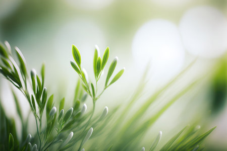 Blurred greenery herbal banner template. AI generated picture.の素材