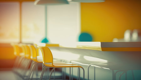 Modern minimal clinic waiting room hall interior indoor horizontal background. AI generative image.の素材