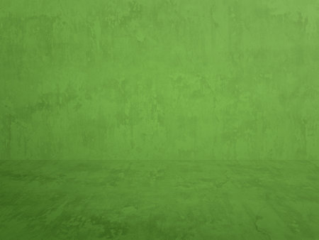 green plaster wall, old grunge room, interior backgroundの写真素材
