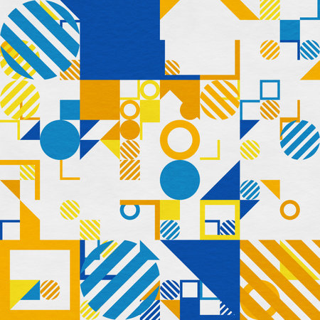 abstract geometric figures, bauhaus background on paper textureの写真素材