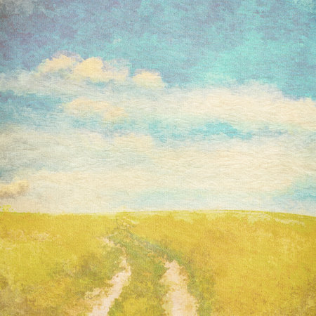 retro watercolor background, in the fieldsの写真素材