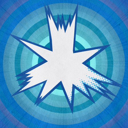 blue retro comics background on old paper textureの写真素材