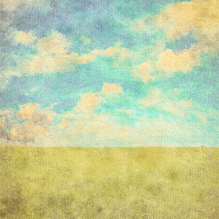 retro watercolor background, in the fieldsの写真素材