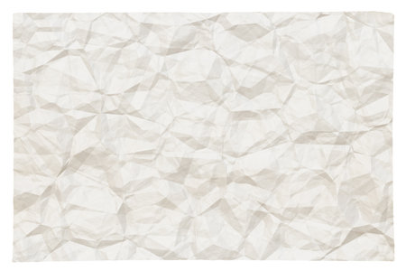 old blank crumpled paper with copyspace isolated on white backgroundの写真素材