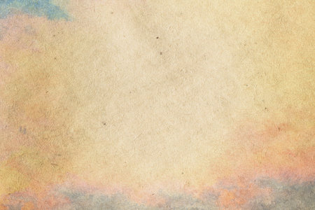 retro sky painting pattern on old paper texture. vintage watercolor clouds.の写真素材