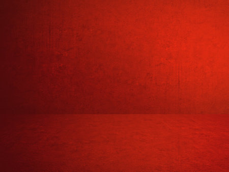 red plaster wall, old grunge room, interior backgroundの写真素材