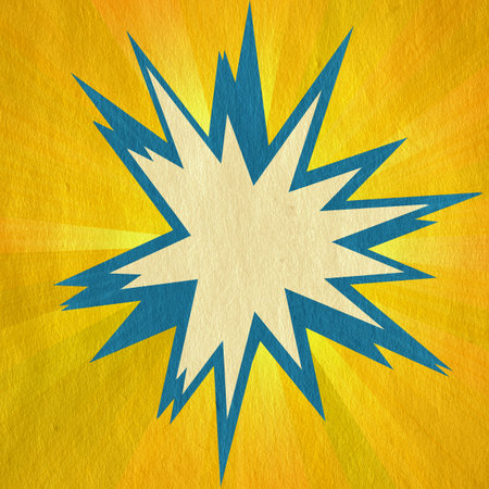 yellow retro comics background on old paper textureの写真素材