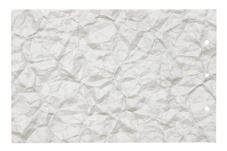 old blank crumpled paper with copyspace isolated on white backgroundの写真素材