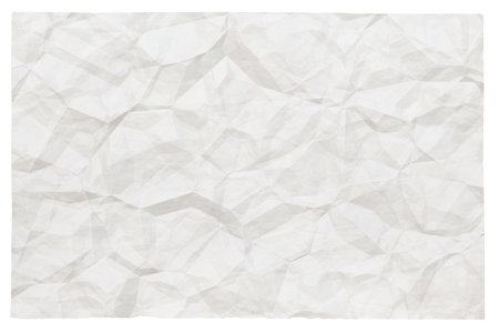 old blank crumpled paper with copyspace isolated on white backgroundの写真素材