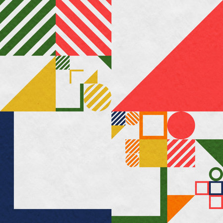 abstract geometric figures, bauhaus background on paper textureの写真素材