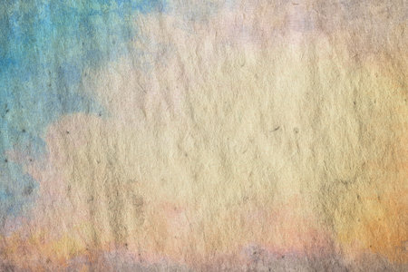 retro sky painting pattern on old paper texture. vintage watercolor clouds.の写真素材