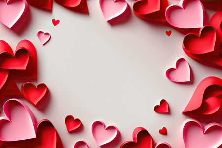 St. Valentine greeting card layout with hearts and blank place for text. AI generated picture.の素材