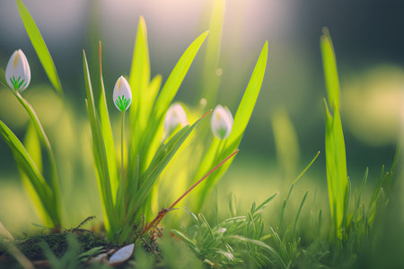 Blurred greenery herbal banner template. AI generated picture.の素材