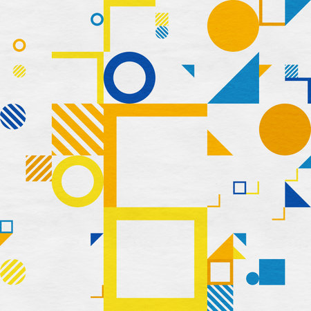 abstract geometric figures, bauhaus background on paper textureの写真素材