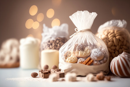 Fresh and sweet pastry and bakery products with copy space. Delicious food. AI generative image.の素材