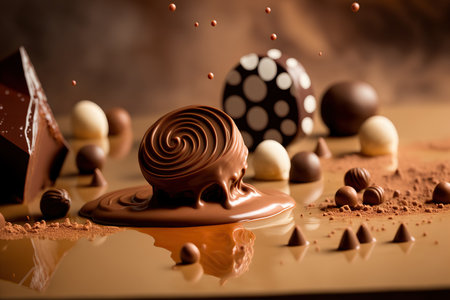Delicious pastry and confectionery products. Different sweets. closeup. AI generative image.の素材