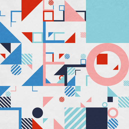 abstract geometric figures, bauhaus background on paper textureの写真素材