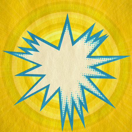 yellow retro comics background on old paper textureの写真素材