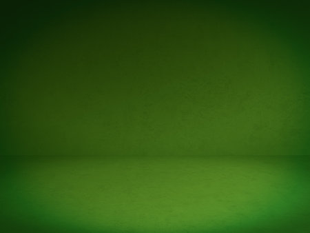 green plaster wall, old grunge room, interior backgroundの写真素材