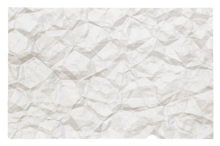 old blank crumpled paper with copyspace isolated on white backgroundの写真素材