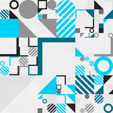 abstract geometric figures, bauhaus background on paper textureの写真素材