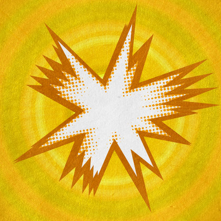 yellow retro comics background on old paper textureの写真素材