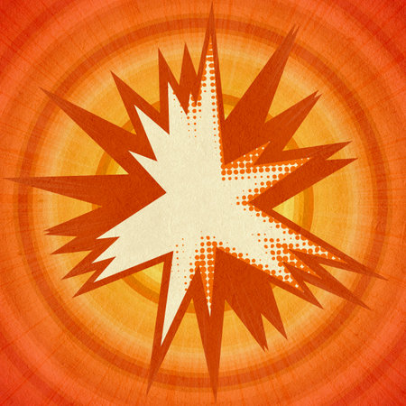 orange retro comics background on old paper textureの写真素材