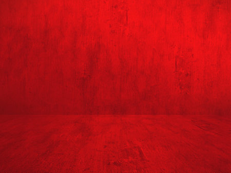 red plaster wall, old grunge room, interior backgroundの写真素材